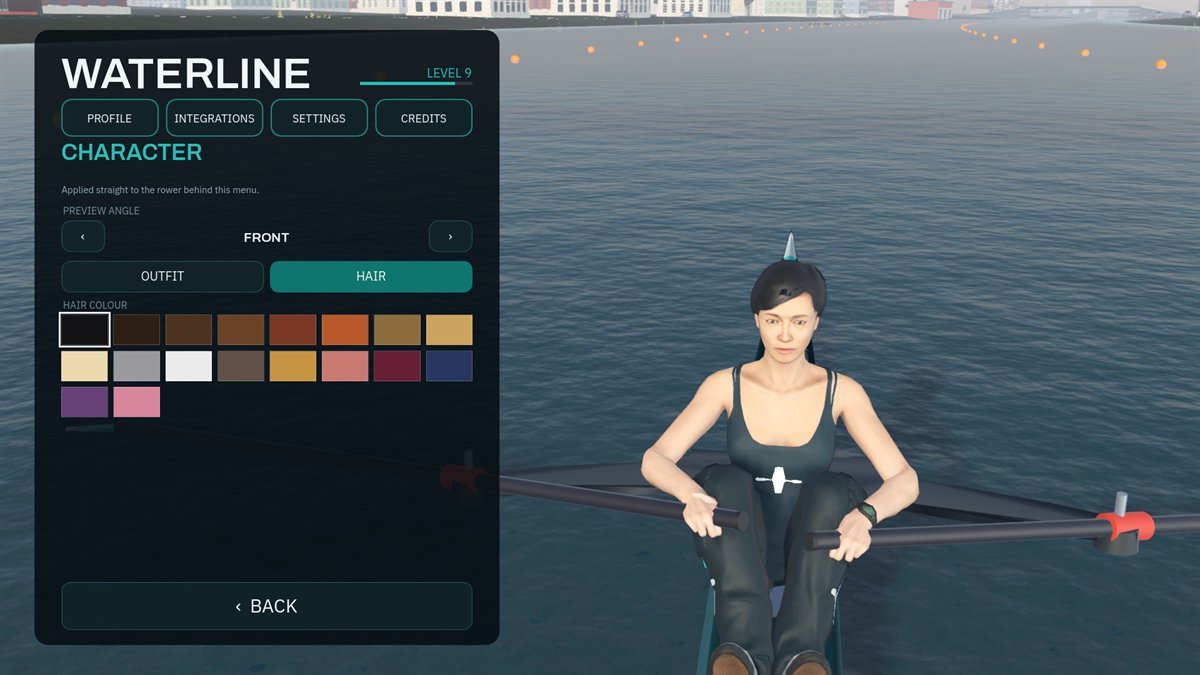 Choosing hair and kit colours for the rower