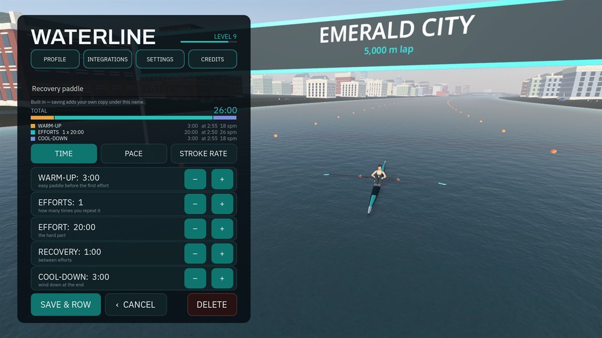 The interval session editor